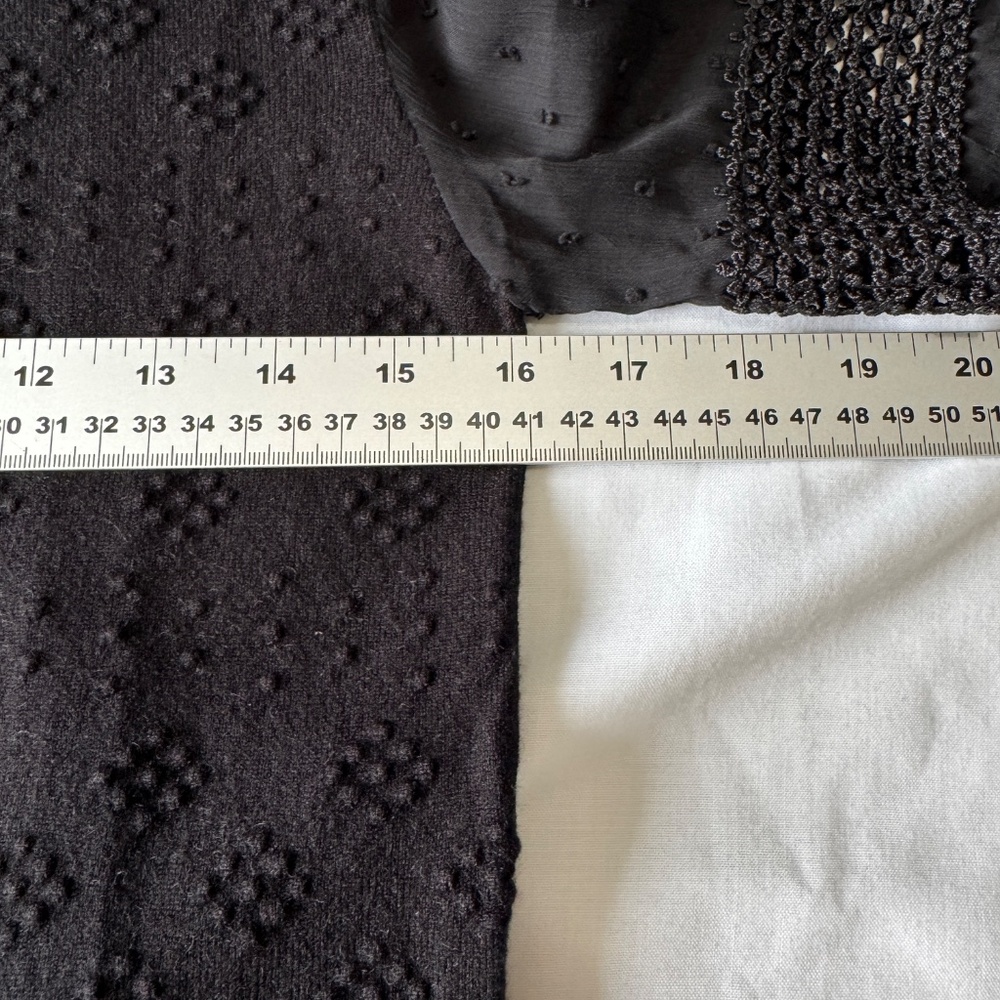 Leo & Ugo Paris Mock Neck Textured Lightweight Sweater Top Sheer Arms Black 4 - Picture 10 of 16